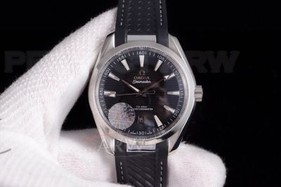 Perfect Replica Omega Seamaster Black Teak Face Rubber Strap 41mm